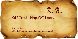 Kürti Napóleon névjegykártya